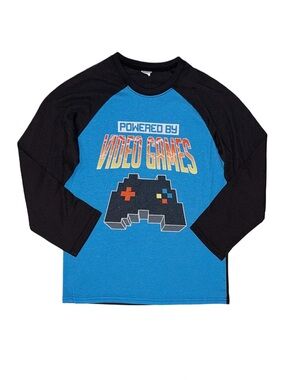 CHILDREN'S PLACE Boy's Black And Blue Graphic Long Sleeve Pajama Top XL 14